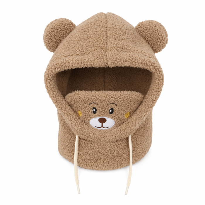 Cartoon Hat with Scarf Attachment for Cold Weather Khaki