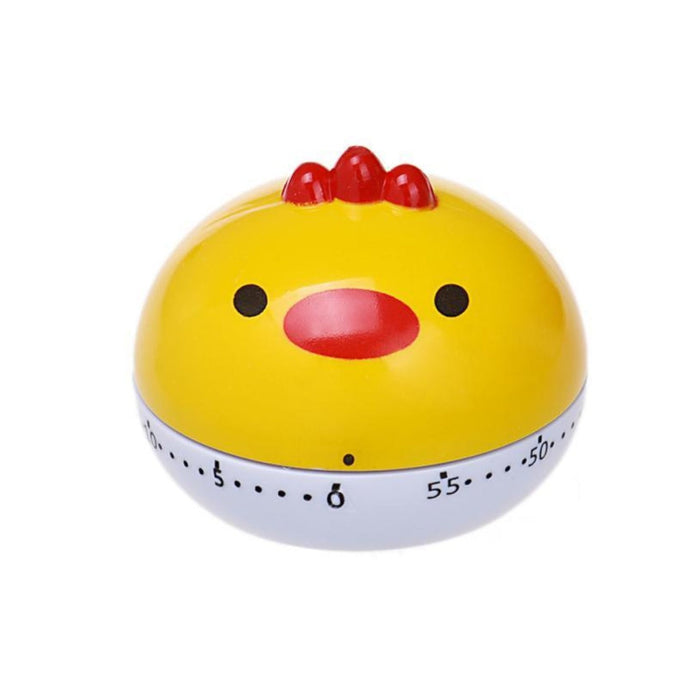 Cartoon-Style Kitchen Timer with 60-Minute Countdown: yellow, white chick/bird character, cartoon kawaii style
