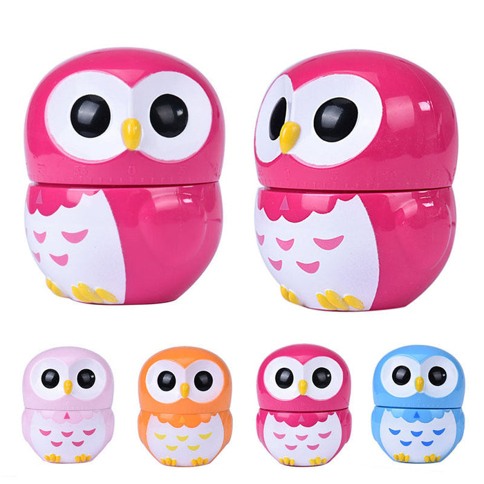 Cartoonish Owl Kitchen Timer: pink, white owl, cartoon kawaii style