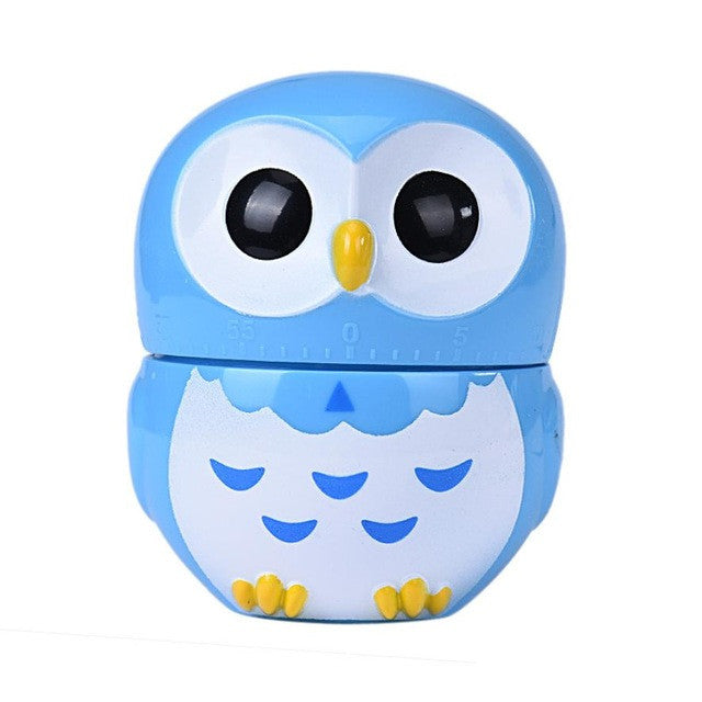 Cartoonish Owl Kitchen Timer: pink, white owl, cartoon kawaii style