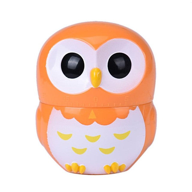 Cartoonish Owl Kitchen Timer: pink, white owl, cartoon kawaii style