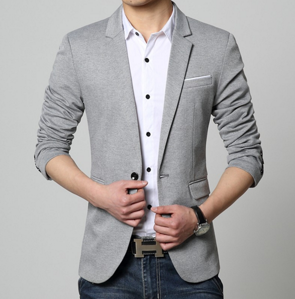 Casual Blazer for Men: Redefining Style with Ease: light gray blazer jacket, smart casual style