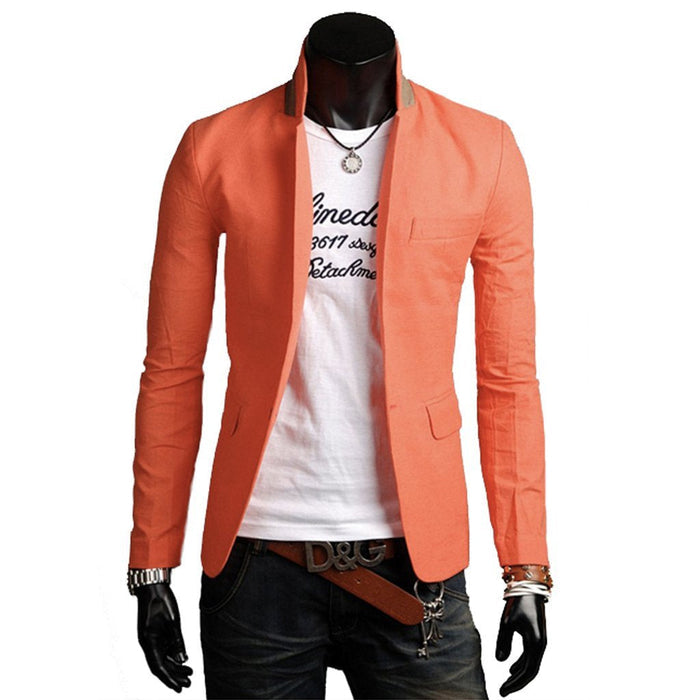 Casual Blazer with Stand Collar for Men: white, black men's blazer with T-shirt outfit, smart casual style