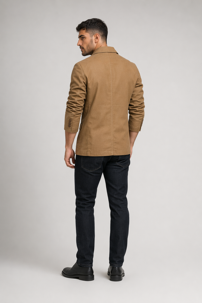 Casual Canvas Jacket for Men Light Brown