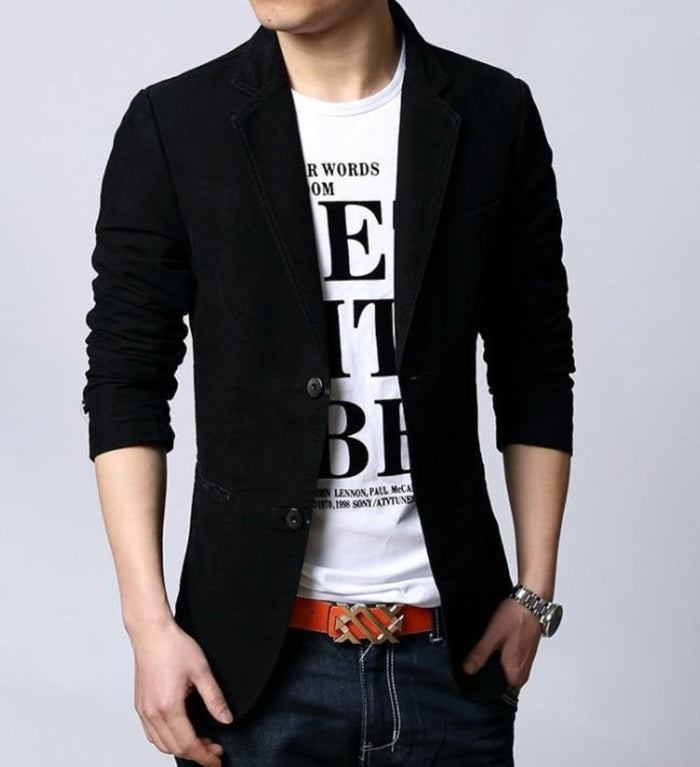 Casual Canvas Jacket for Men: tan brown blazer jacket, casual tailored style