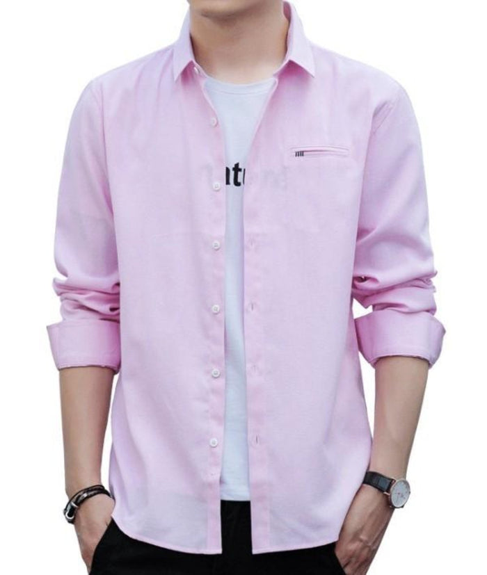 Casual Long Sleeve Button-Up Shirt for Men: white, light gray button-up shirt, minimal casual style