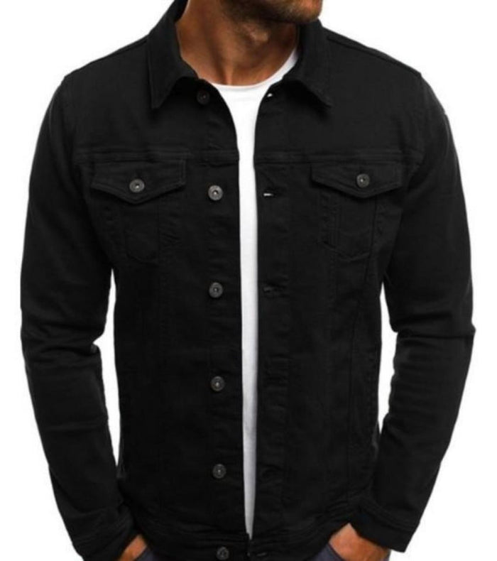 Casual Men's Jacket with Dual Pockets: red, dark green button-front jacket, casual style