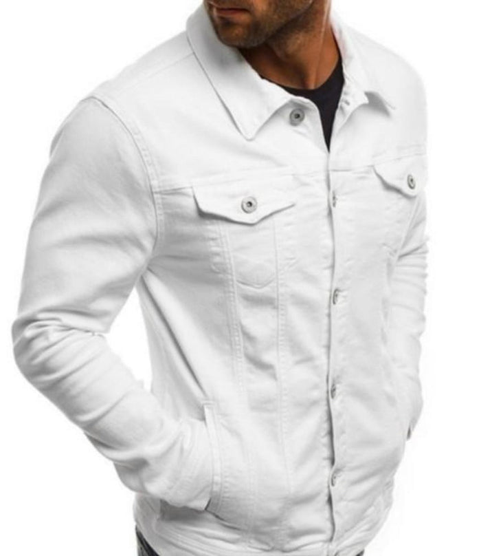 Casual Men's Jacket with Dual Pockets: red, dark green button-front jacket, casual style