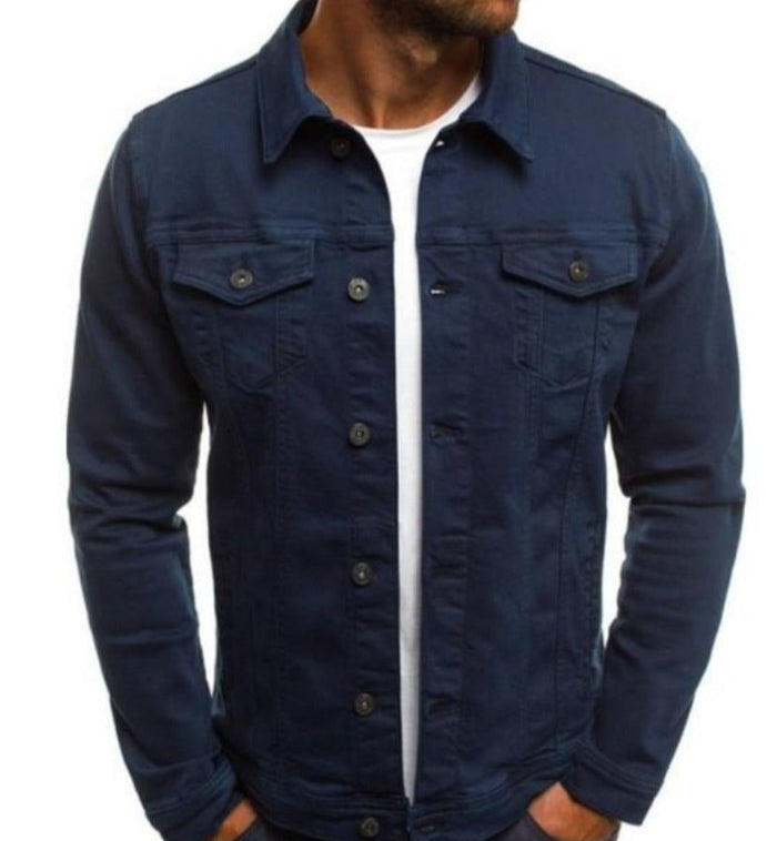 Casual Men's Jacket with Dual Pockets: red, dark green button-front jacket, casual style
