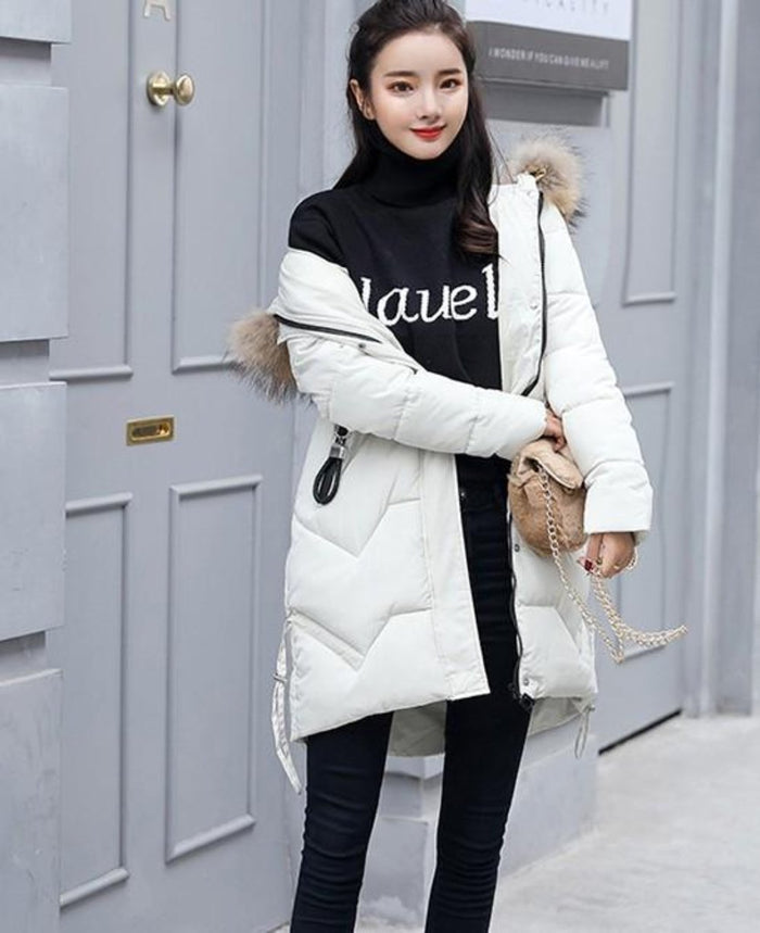 Casual Puffer Jacket for Women with Faux Fur Hood in Caramel Brown: rust orange, tan hooded puffer coat, winter casual style