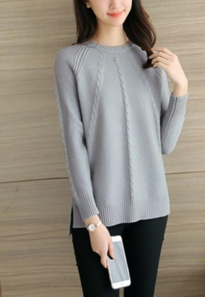 Casual Sweater for Women in Free Size: cream, off-white knit sweater, minimal casual style