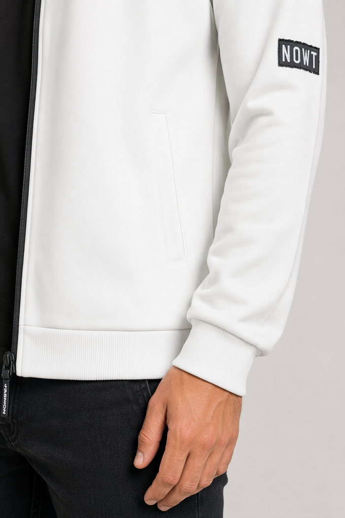 Casual Zip-Up Hoodie for Men White