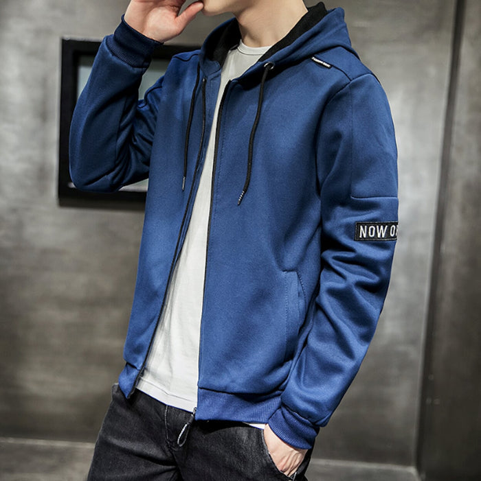 Casual Zip-Up Hoodie for Men: white, black zip-up hooded jacket, minimal casual style