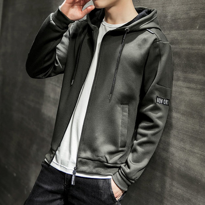 Casual Zip-Up Hoodie for Men: white, black zip-up hooded jacket, minimal casual style