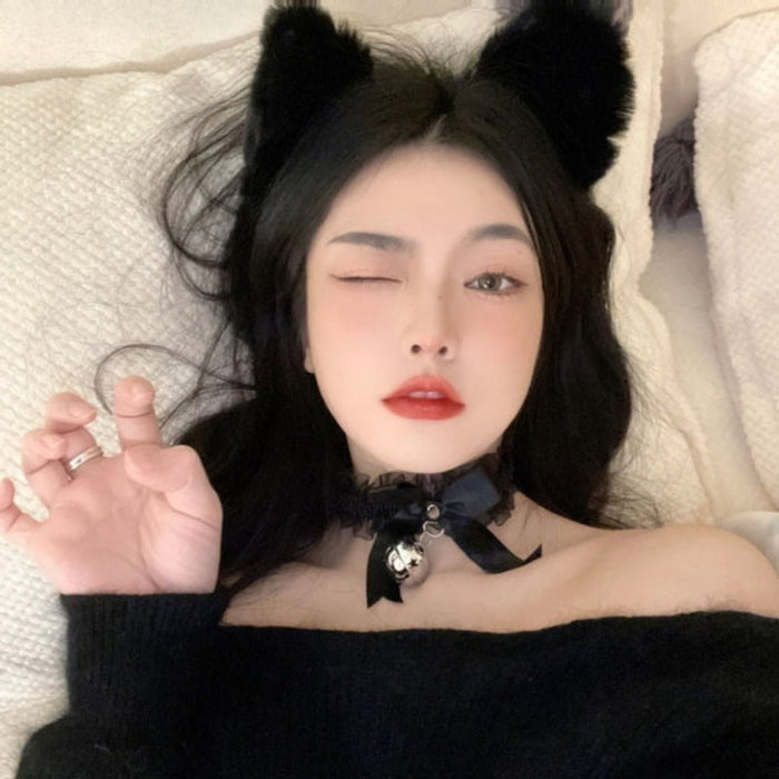 Cat Cosplay Headband: white, pink cat, kawaii costume style