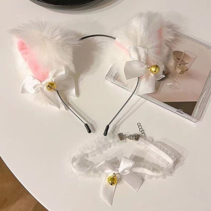 Cat Cosplay Headband: white, pink cat, kawaii costume style