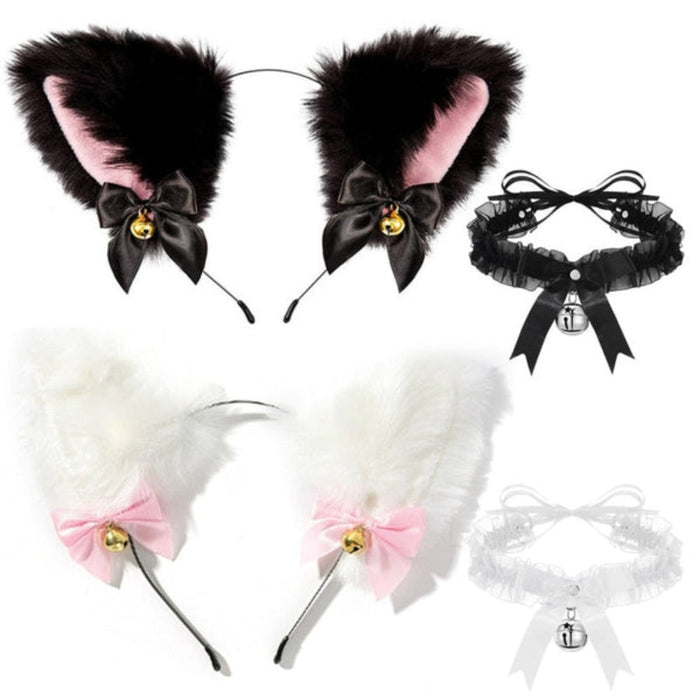Cat Cosplay Headband: white, pink cat, kawaii costume style
