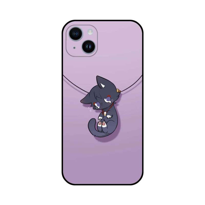 Cat Ear Genshin Impact Phone Cases: light green, black anime-style gray-haired character with animal-like ears, cartoon/anime