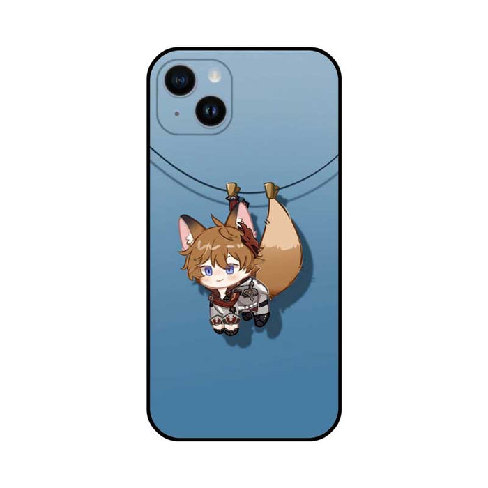 Cat Ear Genshin Impact Phone Cases: light green, black anime-style gray-haired character with animal-like ears, cartoon/anime