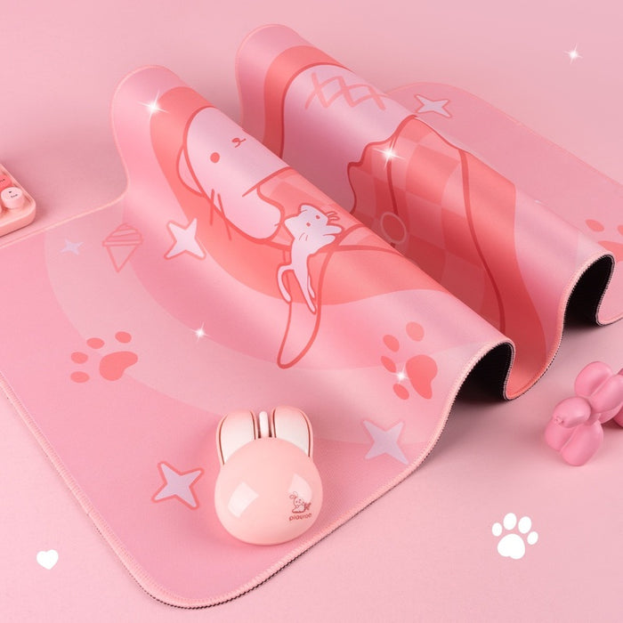 Cat Gaming Mouse Pad with Design: pink, coral pink cartoon cat, kawaii cartoon style