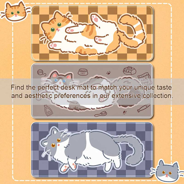 Cat Large Mouse Mat for Gamers: orange, cream cartoon cats, kawaii cartoon style