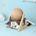 Cat Playtime Essential: Interactive Scratching Toy Ball: beige, light natural wood cat, minimal style