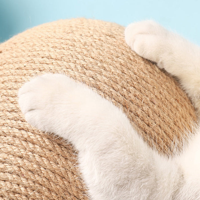 Cat Playtime Essential: Interactive Scratching Toy Ball: beige, light natural wood cat, minimal style