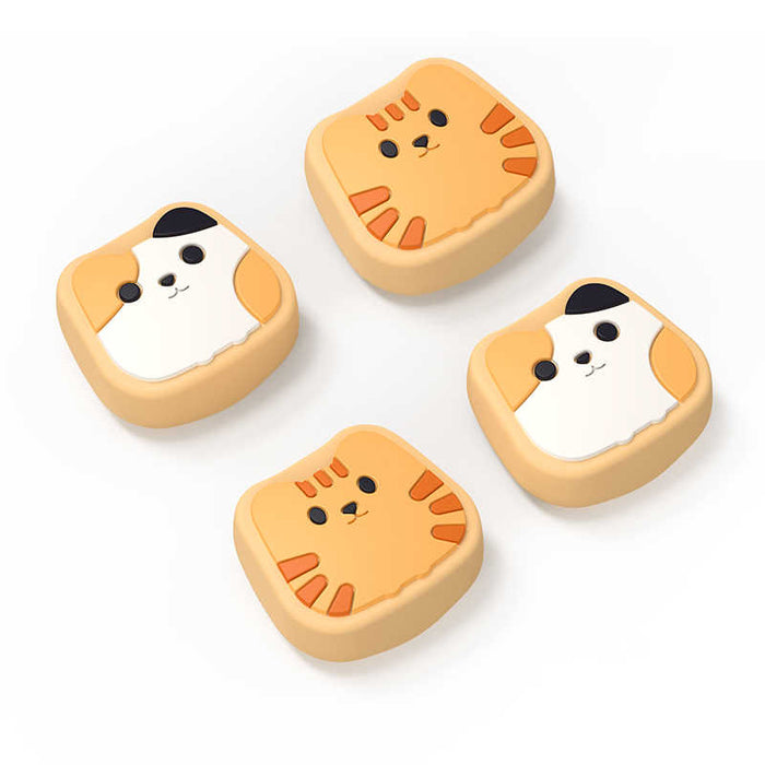 Cat Switch Thumb Grips with Personality: orange, cream cats, kawaii cartoon style