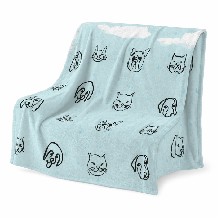 Cats and Dogs Plush Throw Blanket - A Downpour of Furry Friends Default