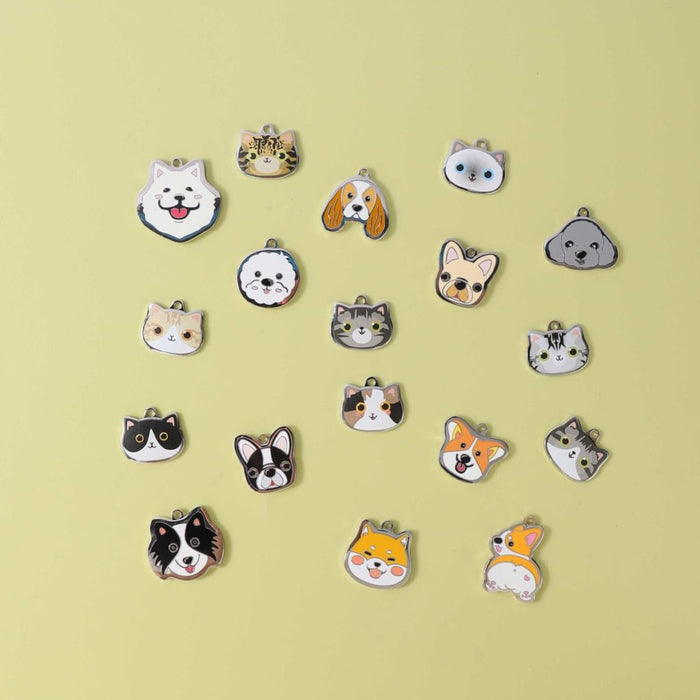 Cavalier King Charles Spaniel ID Tags: white, orange-brown dog, cartoon style