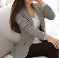 Checkered Blazer for Women with a Slim Fit Cut: gray, black blazer jacket, tailored, classic style
