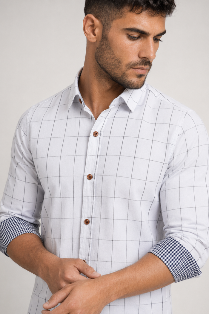 Checkered Collar Men's Shirt: Clarifying the Essence Default