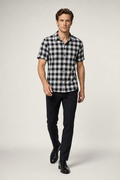 Checkered Short Sleeve Men's Shirt Black