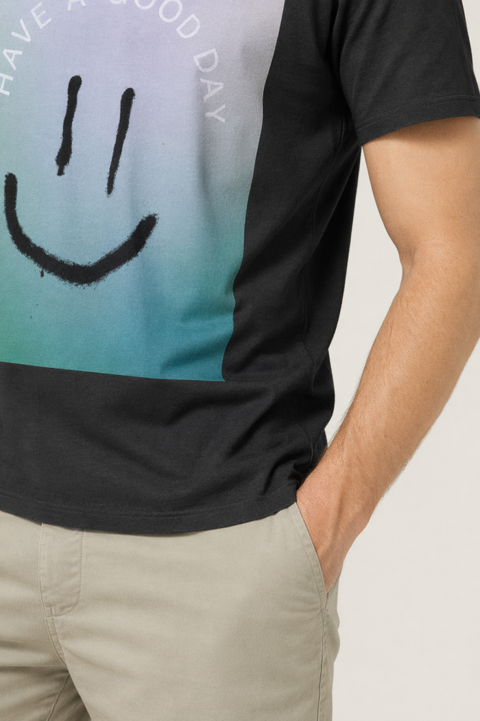 Cheerful Logo Tee for Men to Start the Day Right Black