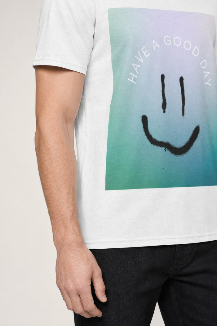 Cheerful Logo Tee for Men to Start the Day Right White