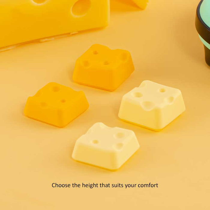Cheese Switch Thumb Grips: Add Personality!: yellow, mint green cheese theme, playful cartoon style