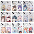 Chibi Genshin Impact iPhone Cases: white, gray anime-style character collection, kawaii anime/cartoon style