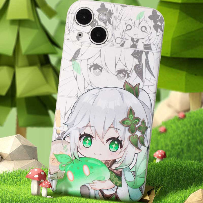 Chibi Genshin Impact iPhone Cases: white, gray anime-style character collection, kawaii anime/cartoon style