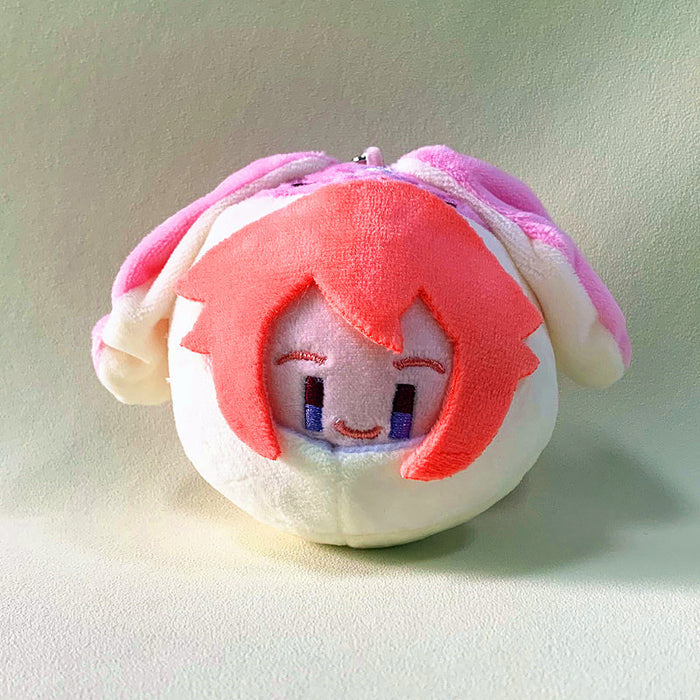 Chibi Genshin Impact Plush Keychain: blue, blond/yellow cartoon blond-haired character, kawaii cartoon style