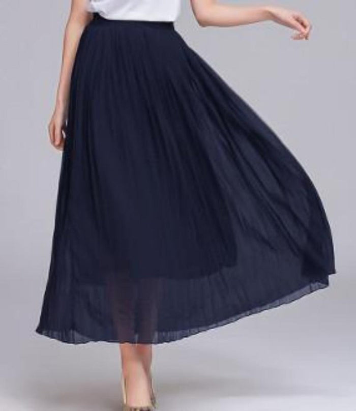 Chiffon Skirt with Pleats: burgundy, deep plum pleated maxi skirt, flowy, elegant style