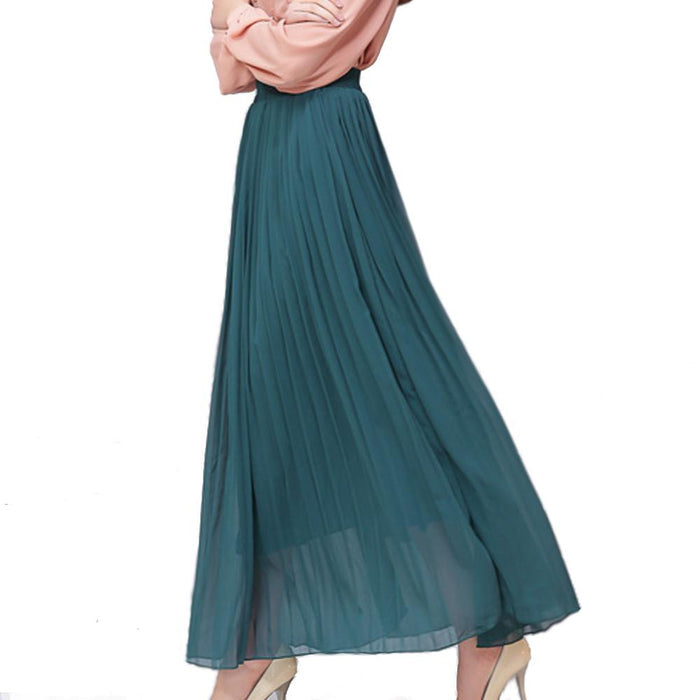 Chiffon Skirt with Pleats: burgundy, deep plum pleated maxi skirt, flowy, elegant style