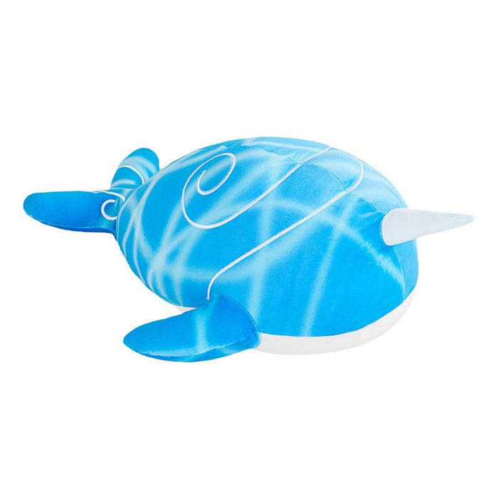 Childe Whale Plushie: An Aquatic Adventure: bright blue, white fish, cartoon style