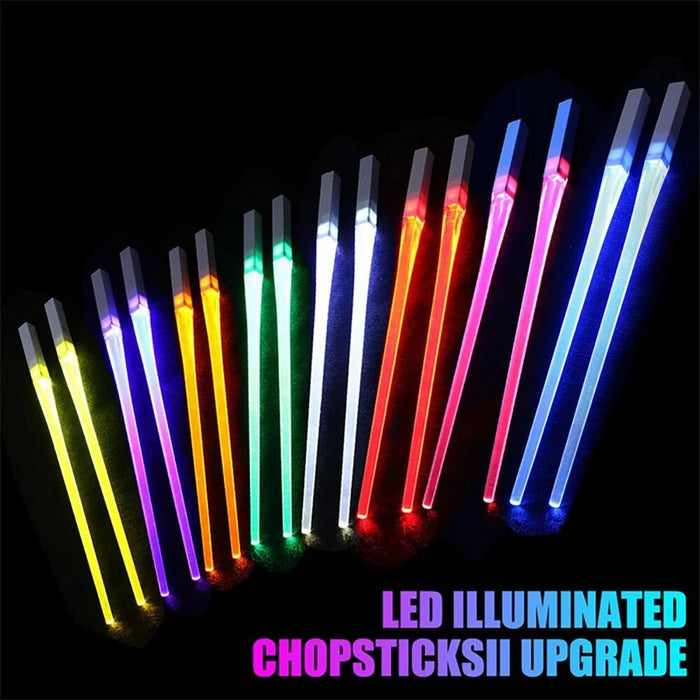 Chopsticks with Illuminated Tips: yellow, purple LED illuminated chopsticks, modern novelty style