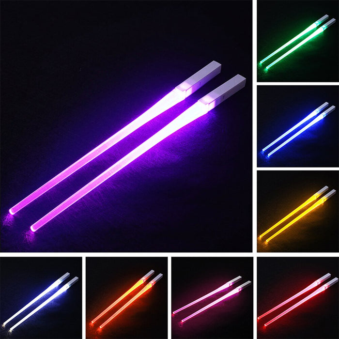 Chopsticks with Illuminated Tips: yellow, purple LED illuminated chopsticks, modern novelty style