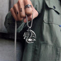 Circular Serpent Charm Necklace: silver, dark gray dragon, fantasy gothic style