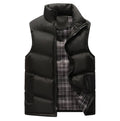 Classic Black Casual Zip Up Puffer Vest for Men: black, gray sleeveless puffer vest, minimal casual outerwear style