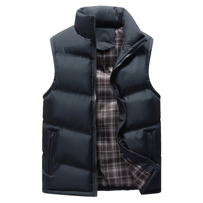 Classic Black Casual Zip Up Puffer Vest for Men: black, gray sleeveless puffer vest, minimal casual outerwear style