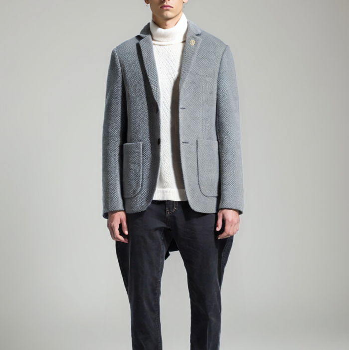 Classic Dual Button Men's Blazer: navy blue, white blazer jacket, minimal smart casual style