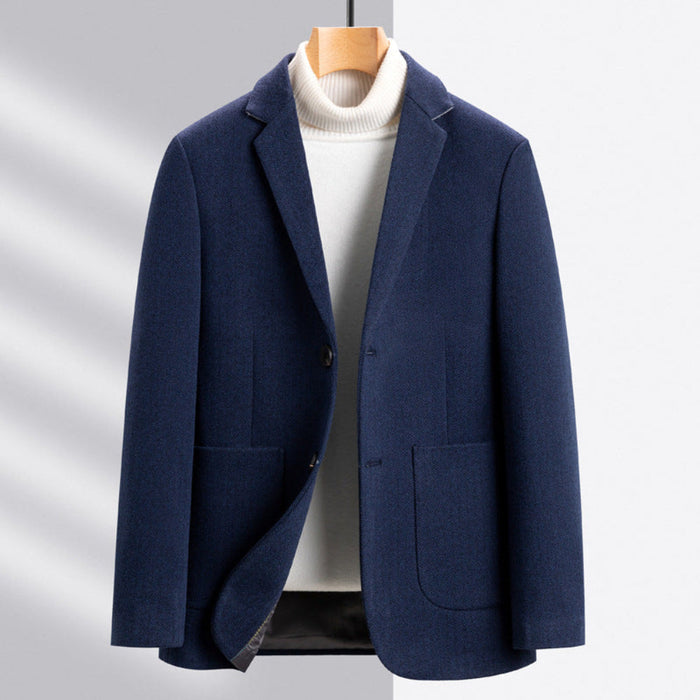 Classic Dual Button Men's Blazer: navy blue, white blazer jacket, minimal smart casual style