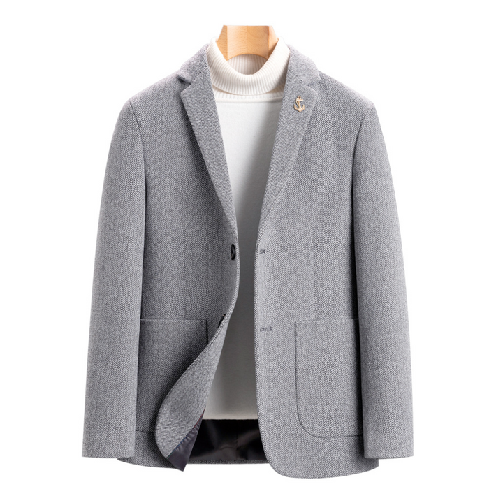 Classic Dual Button Men's Blazer: navy blue, white blazer jacket, minimal smart casual style